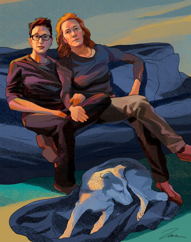 Nancy Goldstein, Joan Hilty, And Juno by Zina Saunders